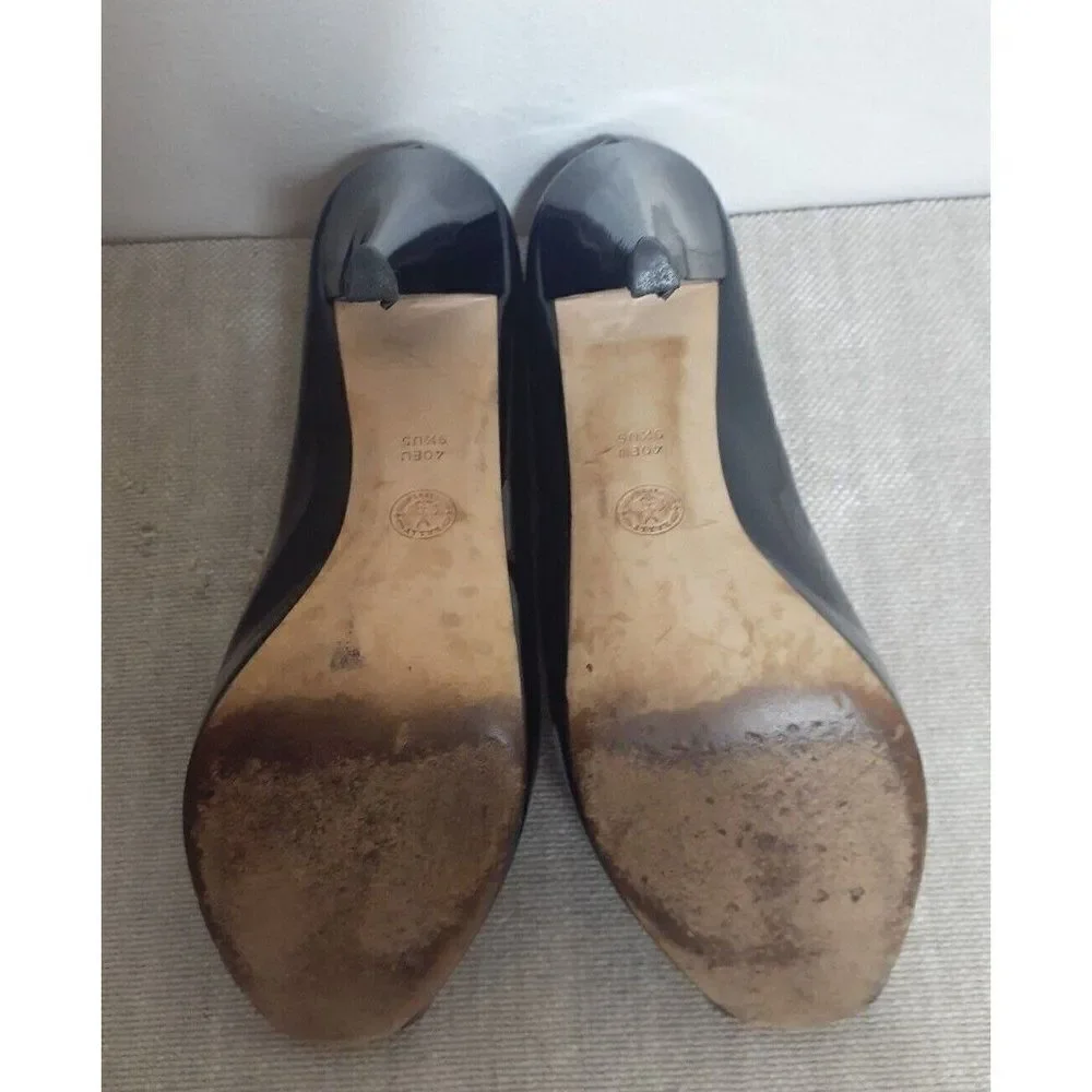 Bally Heels Patent Leather EDDI‎ Black Classic Peep Toe Platform  Italy Size 9.5